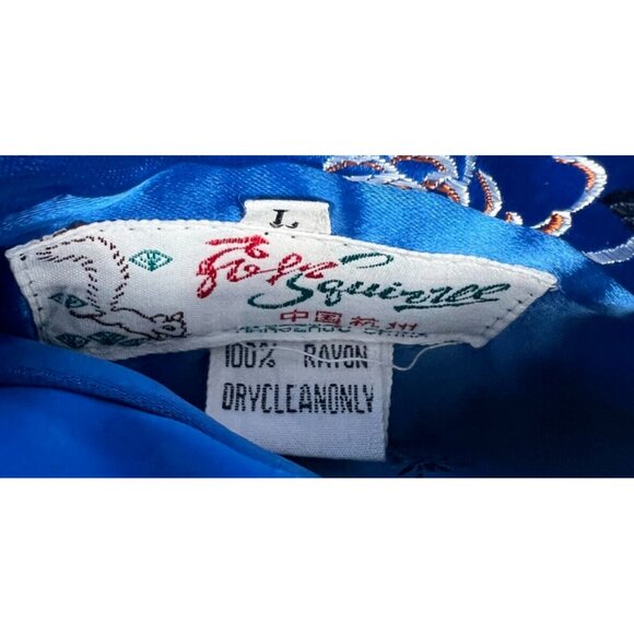 Vintage Women's Blue Black Reversible Satin Pankou Asian Blazer Size Large - Picture 2 of 12